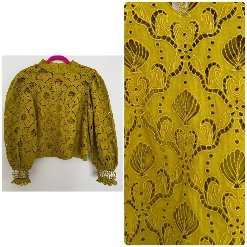 Farm Rio Yellow Lace Blouse